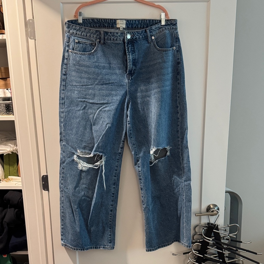 Eloquii Blue Distressed wide leg jeans